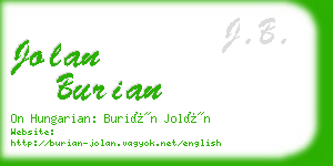 jolan burian business card